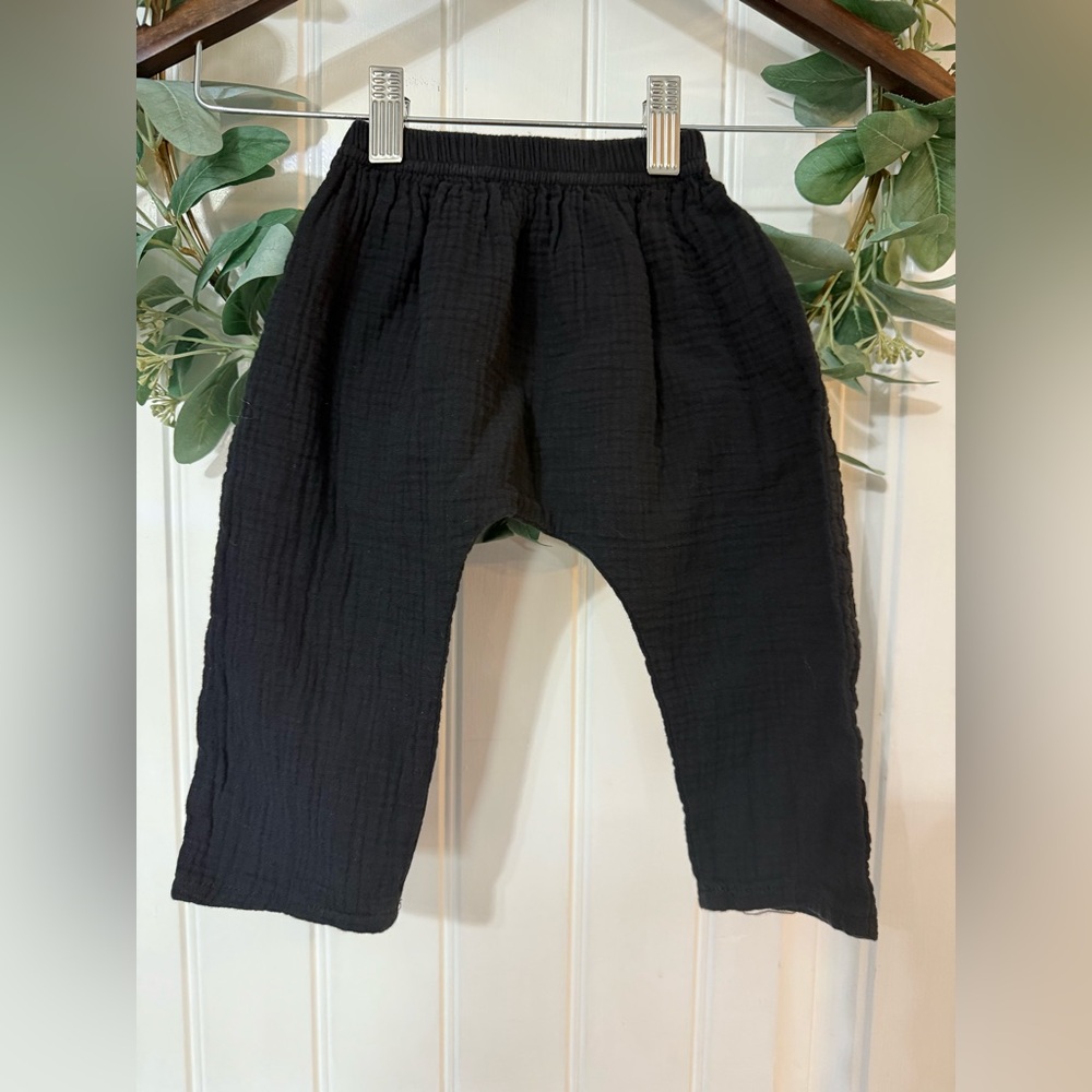 ▪️ 10/$25- Elastic‎ Waist Black Cotton Linen Pants